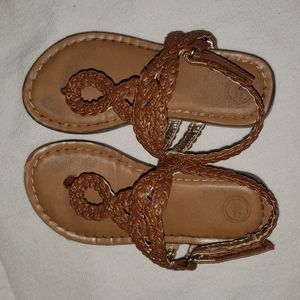 Wonder Nation Braided Thong Brown Sandals, size 8